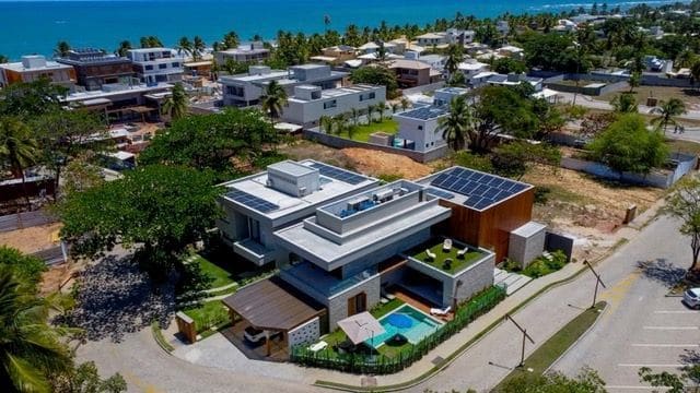 Aerial view of the house within the gated community