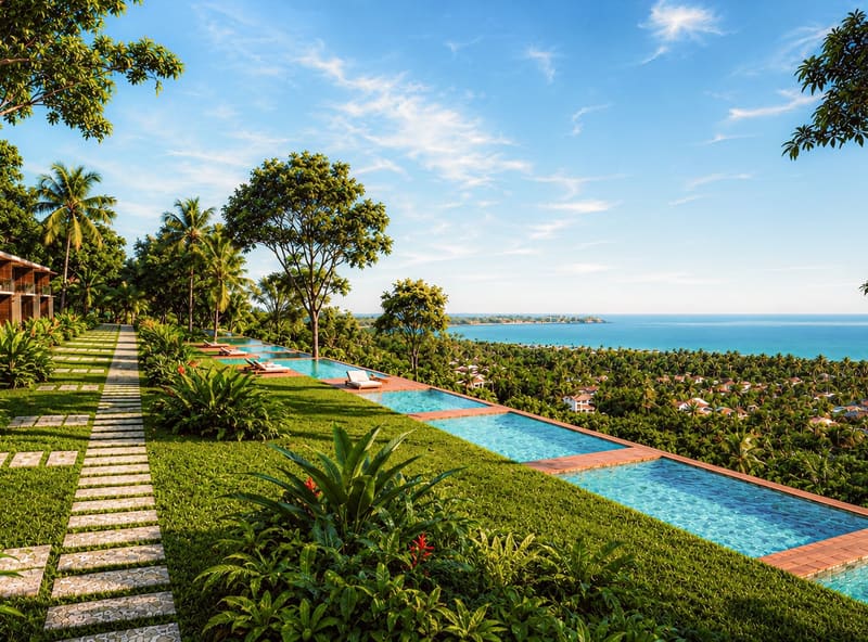 Pools overlooking the sea at Vista Mundaí Privilège, Porto Seguro