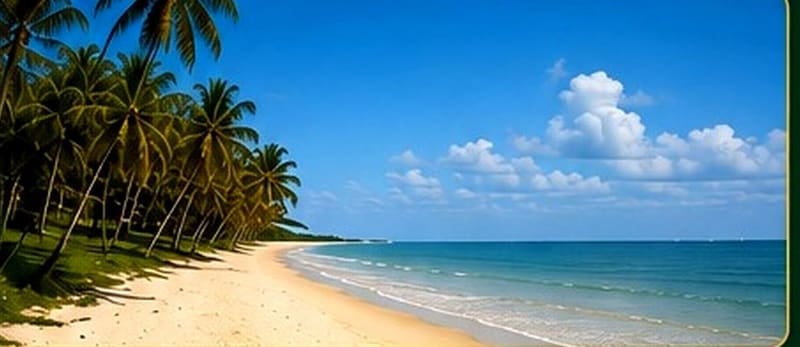 Praia de areia com mar calmo e abrigado