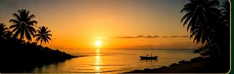 Pôr do sol sobre a baía visto da orla