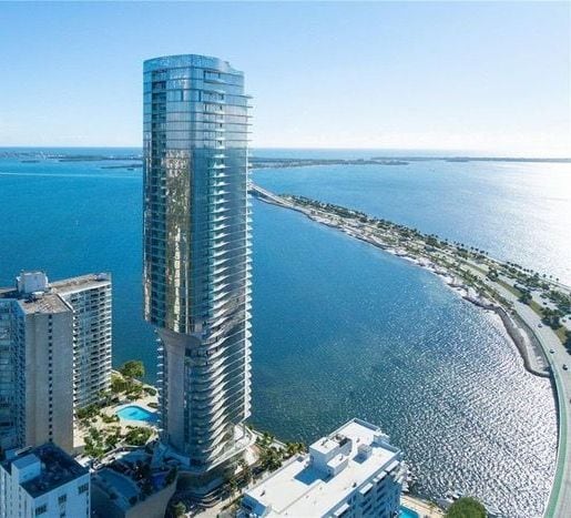 Aerial view of the tower on Biscayne Bay