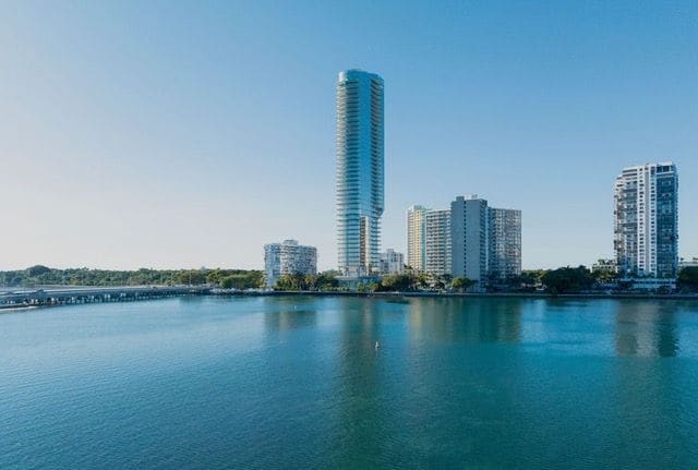 The tower seen from the bay