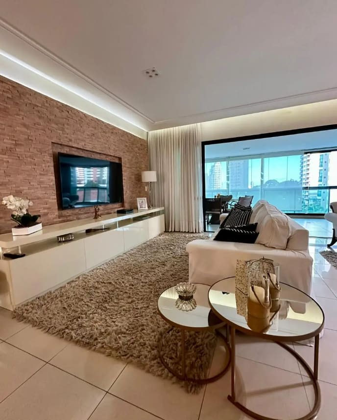 Living room with a TV panel