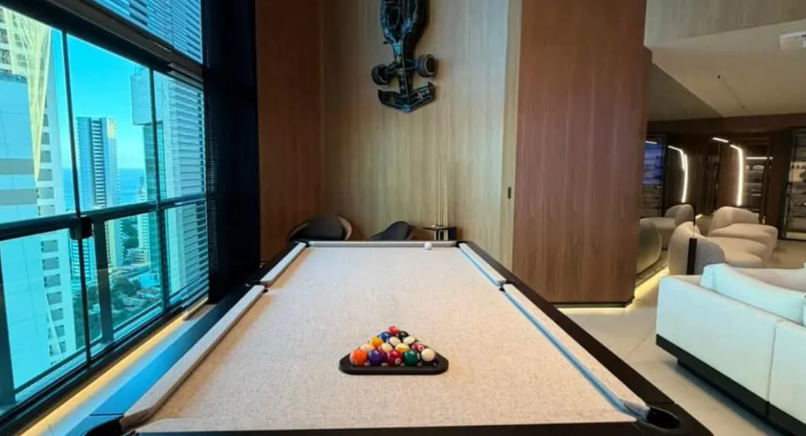Games room with a pool table