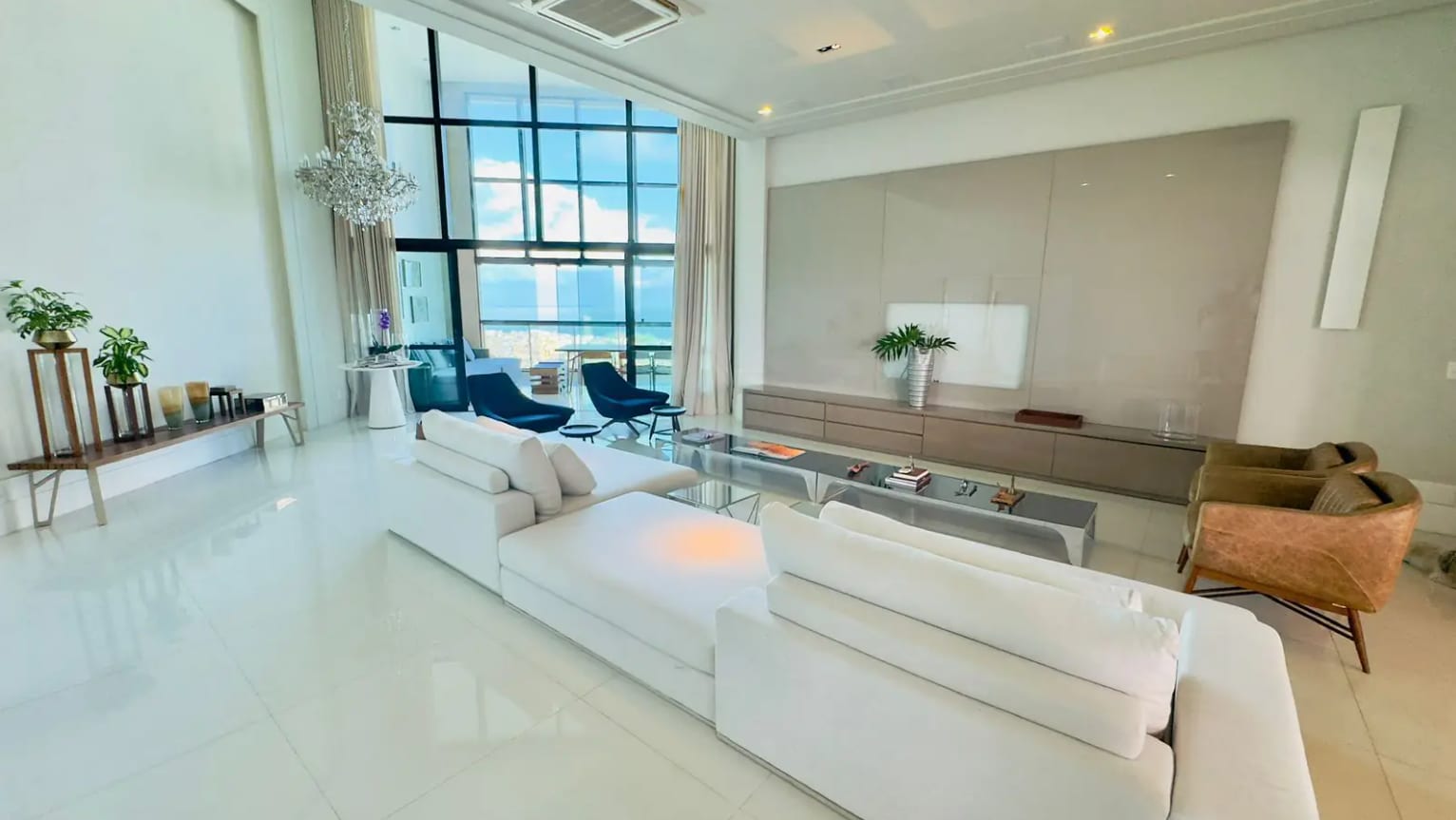 Living room with double-height ceilings