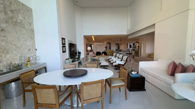 Dining table and living room