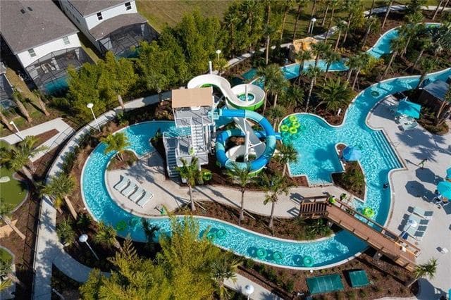 Resort lazy river and water slides